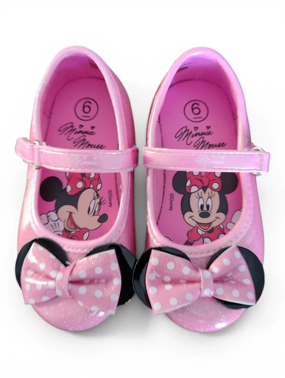 Disney Minnie Mouse Pink Toddler Girl Glitter Shoes with Bow - NWOT -  6